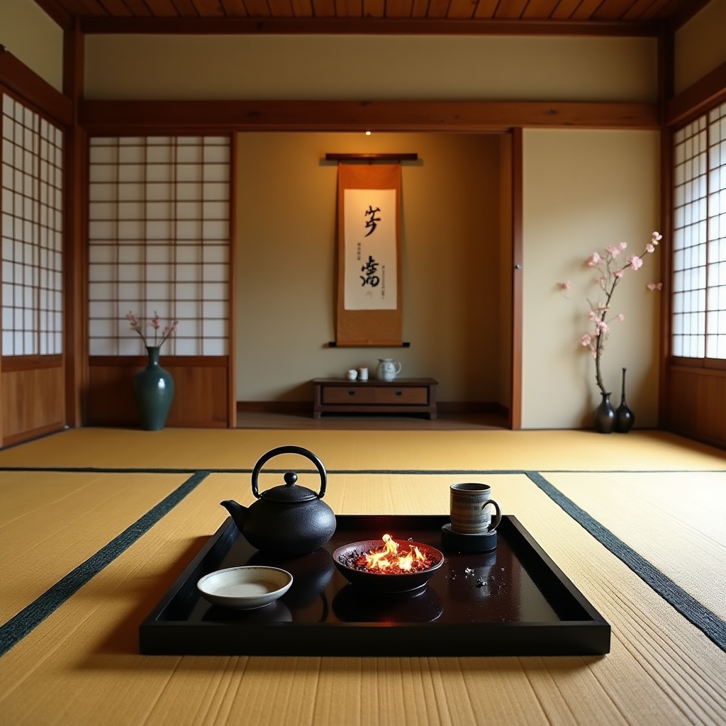 整えられた茶室と畳の空間